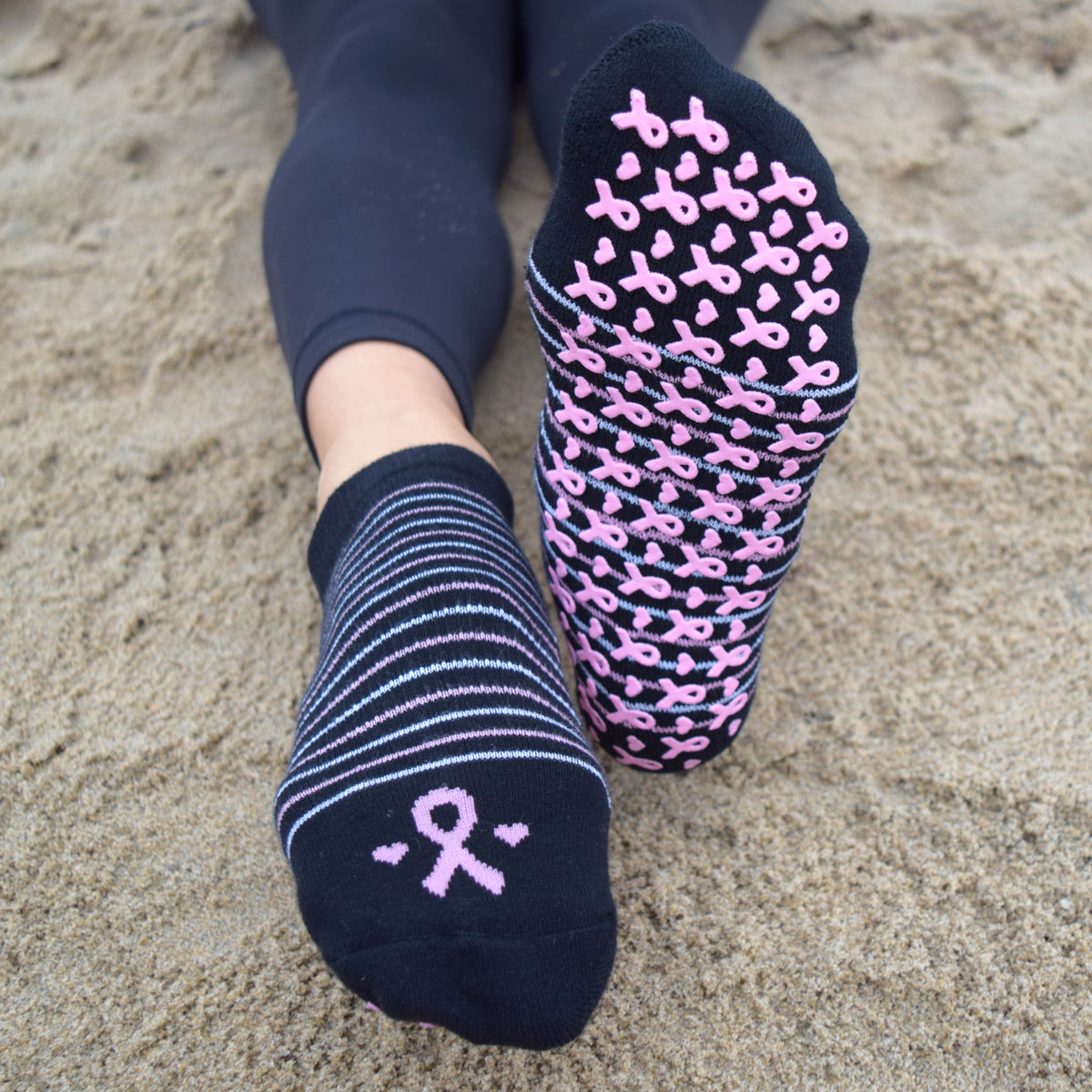 Pink Ribbon Breast Cancer Sticky Socks